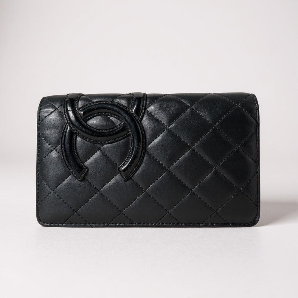 CHANEL Black Cambon Quilted Leather Wallet